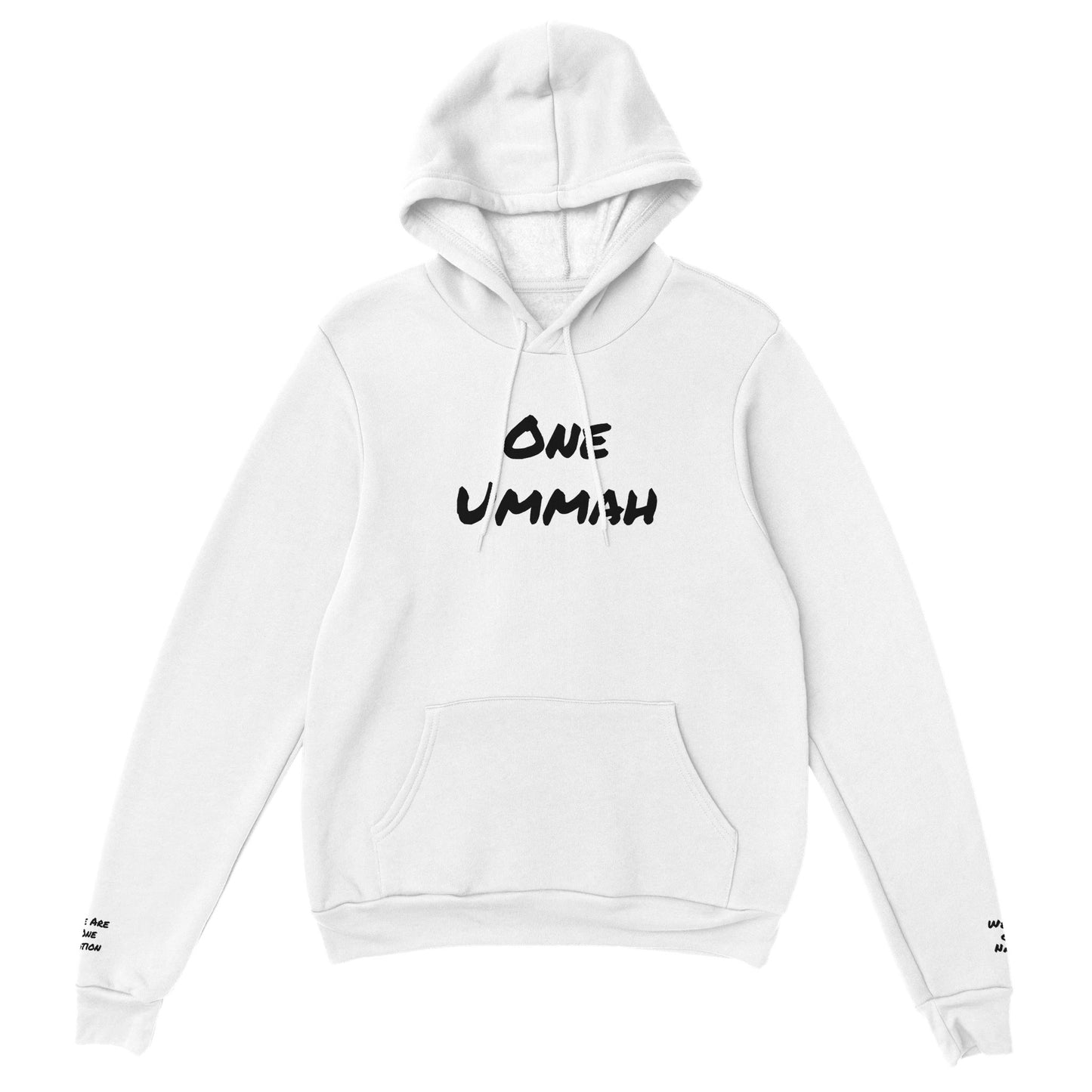 Premium Pullover Hoodie 3D Writing (One Ummah) - الأعمال الحلال