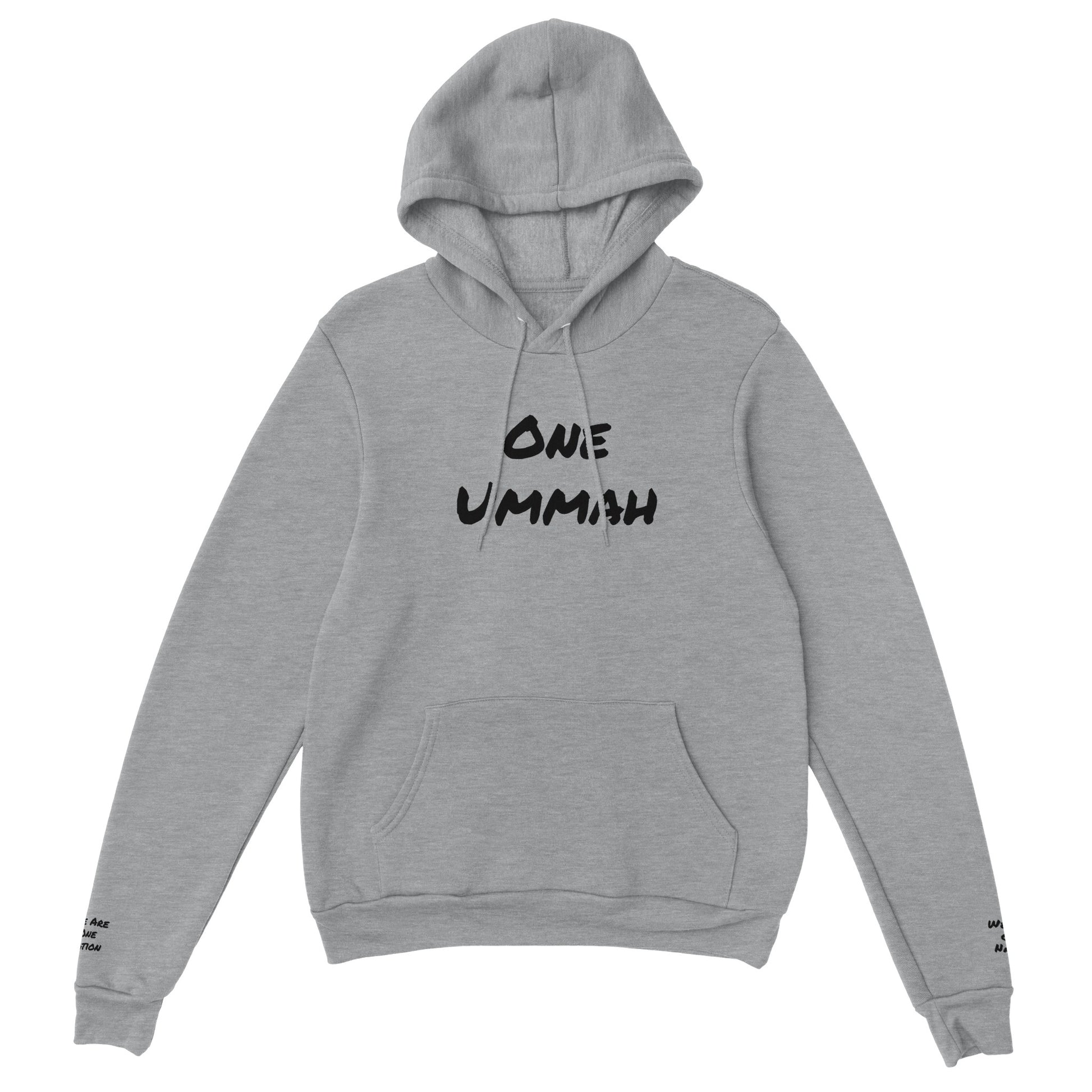 Premium Pullover Hoodie 3D Writing (One Ummah) - الأعمال الحلال