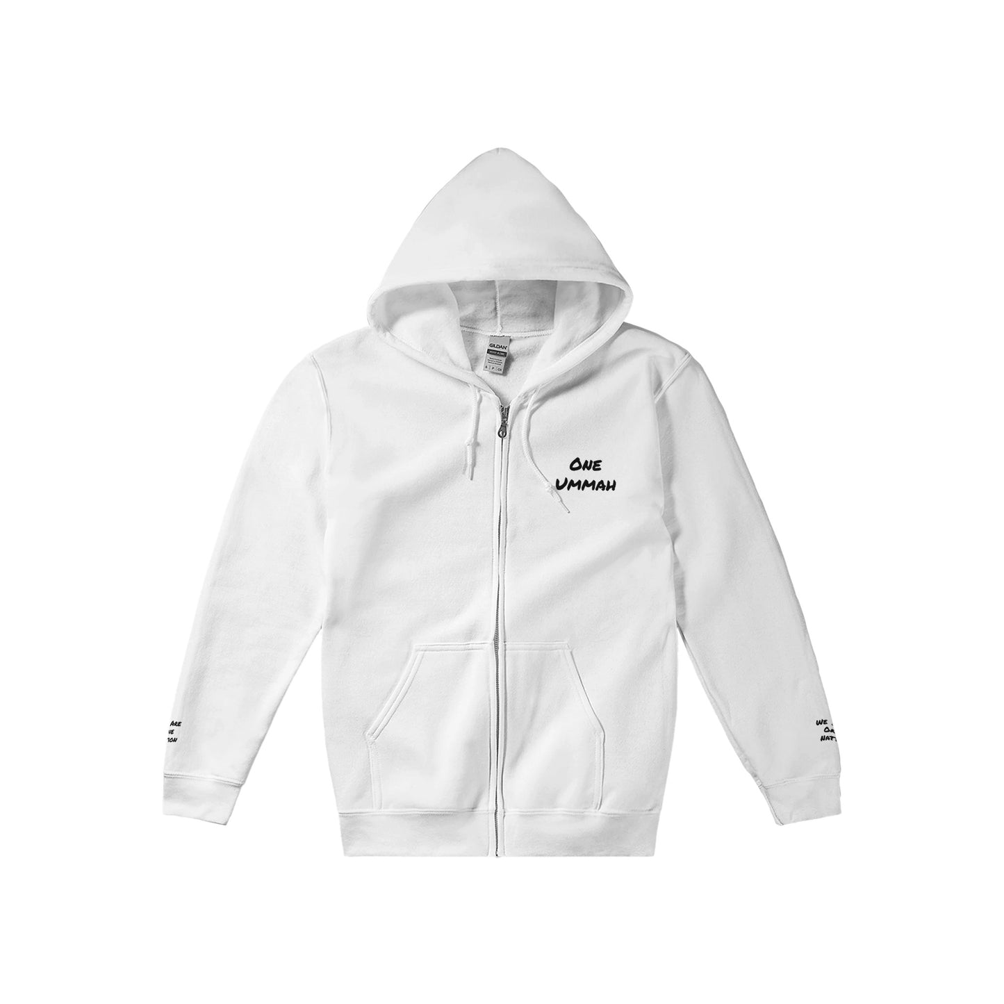 Classic Zip Hoodie 3D Writing (One Ummah) - الأعمال الحلال