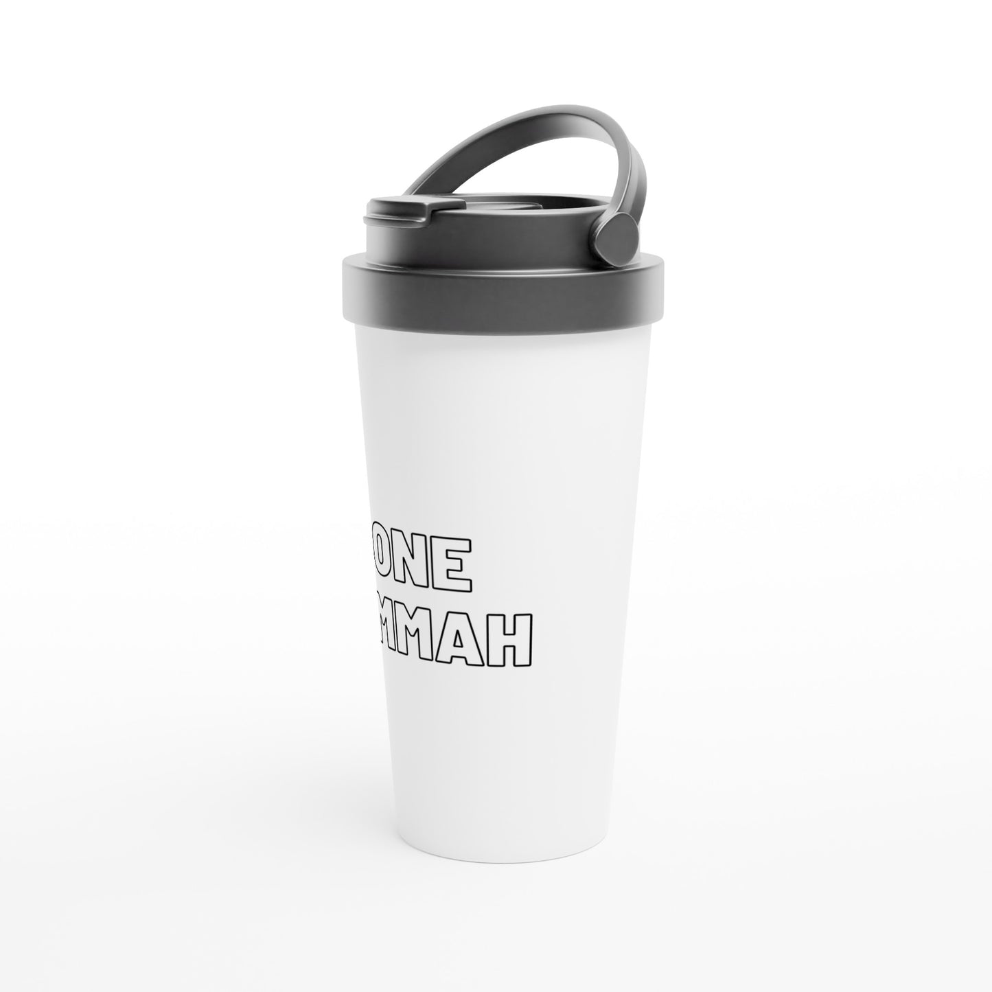 White Stainless Steel Travel Mug (One Ummah) - الأعمال الحلال