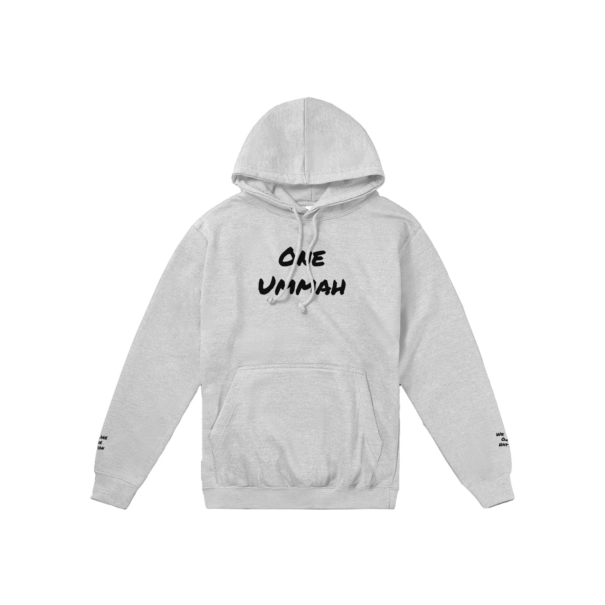 Premium Pullover Hoodie 3D Writing (One Ummah) - الأعمال الحلال