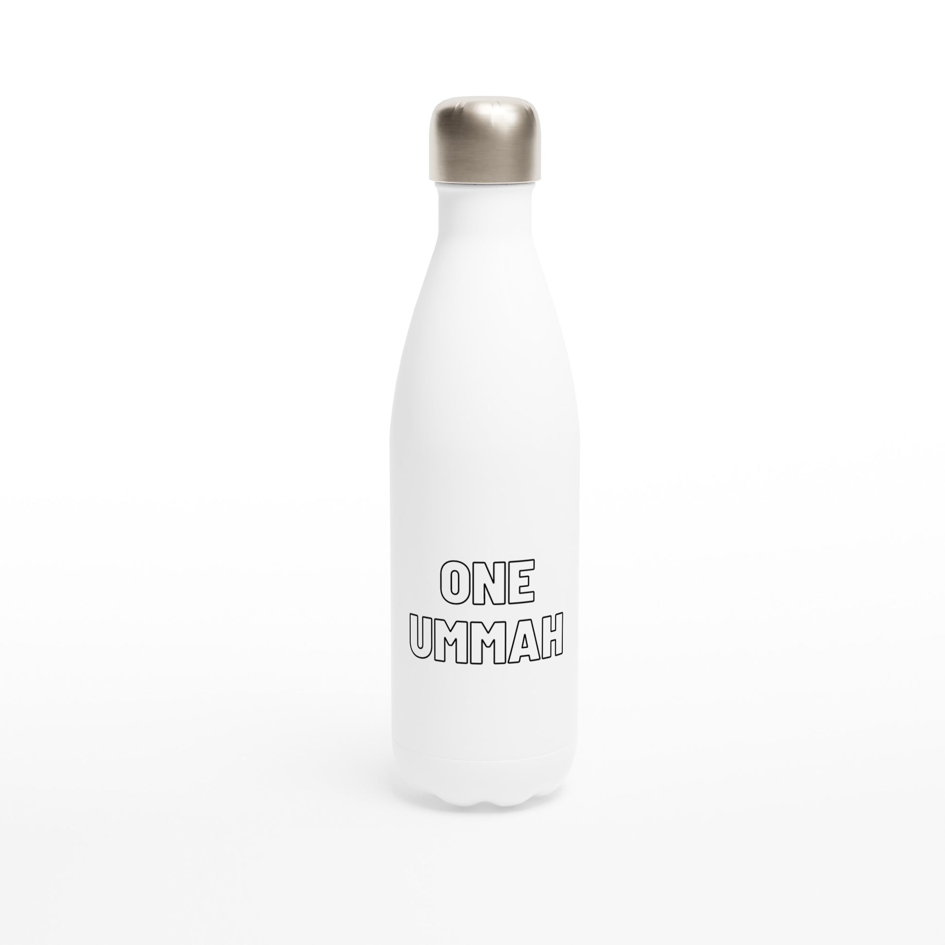 White Stainless Steel Water Bottle (One Ummah) - الأعمال الحلال